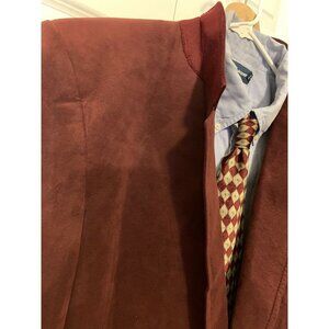 Rountree Williams Le Baron Skinner Ultra Suede Fabric‎ Coat Jacket Sz 50L Maroon